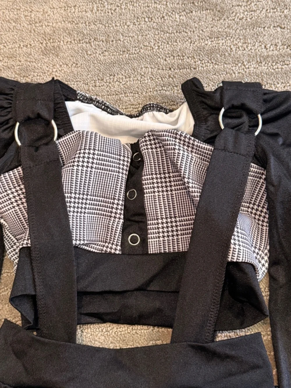 Kelle Black and White Child Suspender Costume